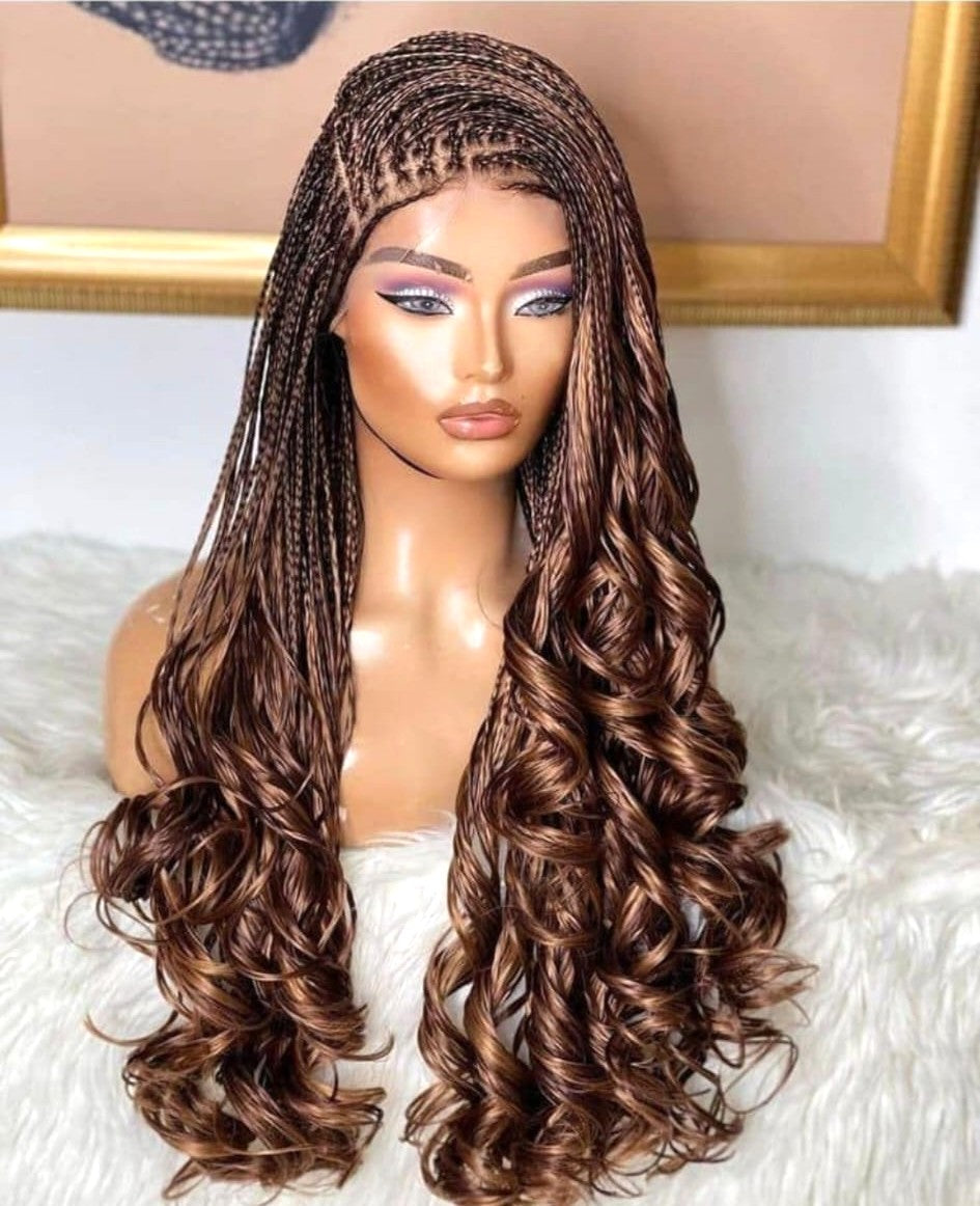 French curly  braided wigs
