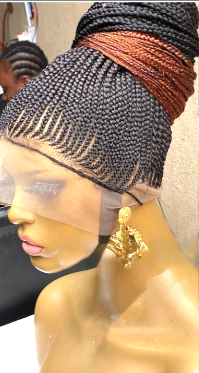 Perruque tresse en passe mèche en ponpom